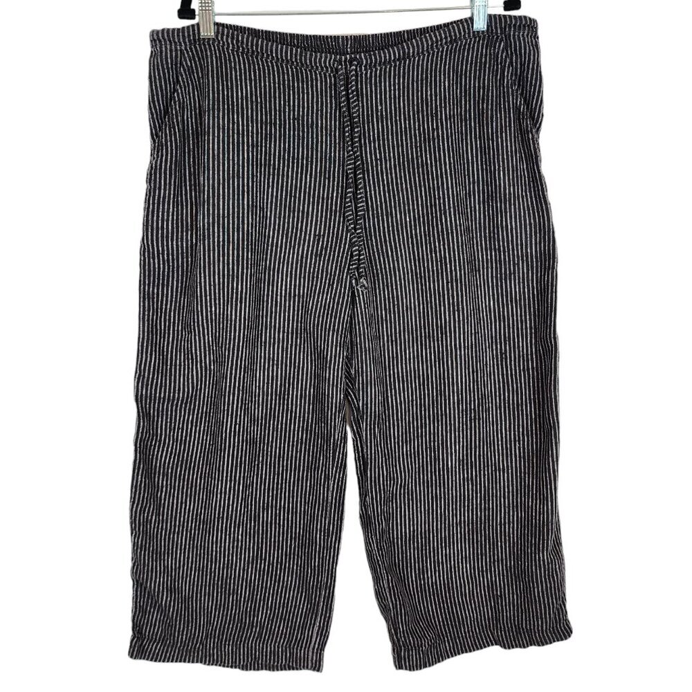 Flax Black and White Pinstripe Wide Leg Pants